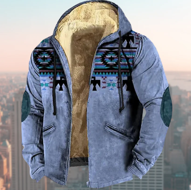 Stylish Jacket with Indigenous Print – Liam-Blue-XS-State of Style