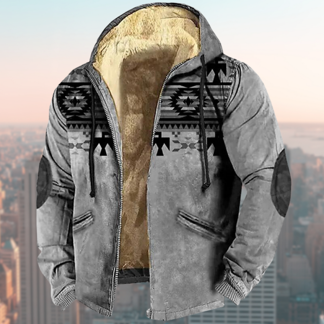 Stylish Jacket with Indigenous Print – Liam-Grey-XS-State of Style