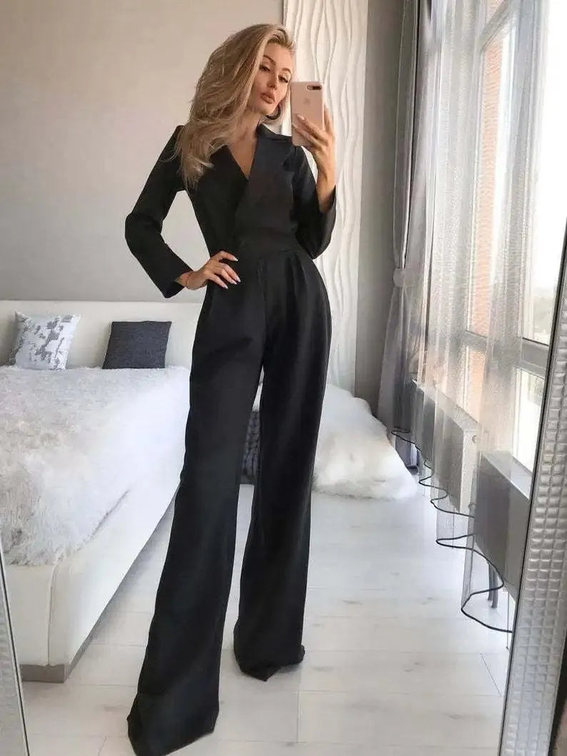 Stylish Jumpsuit with Long Sleeves - Sophie-Black-S-State of Style