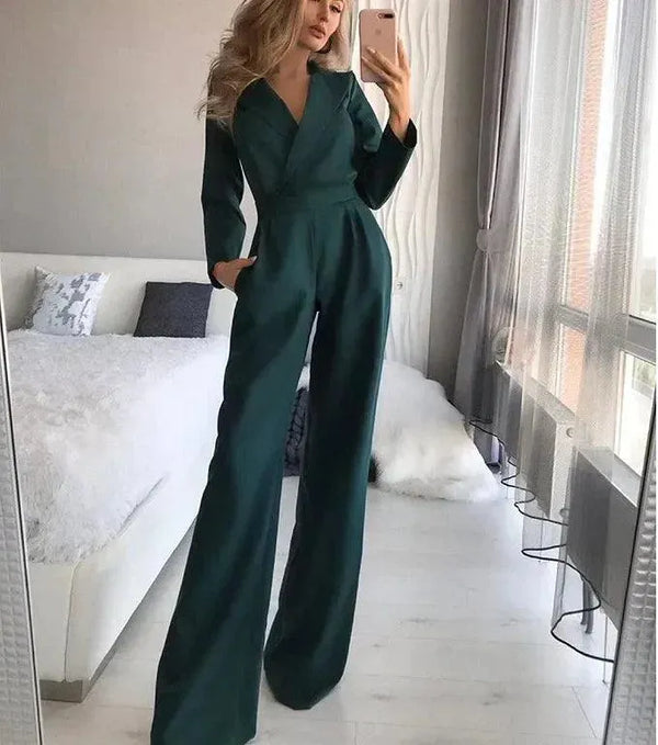 Stylish Jumpsuit with Long Sleeves - Sophie-Green-S-State of Style