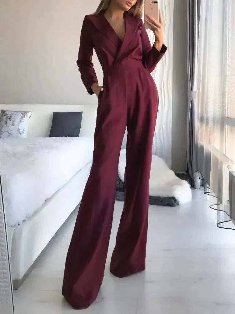 Stylish Jumpsuit with Long Sleeves - Sophie-Red-S-State of Style