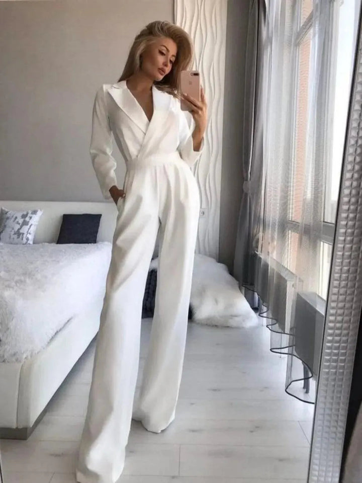 Stylish Jumpsuit with Long Sleeves - Sophie-White-S-State of Style