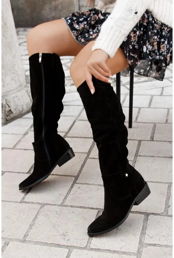 Stylish Knee-High Winter Boots for Women - Frost-Black-4.5-State of Style