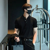 Stylish Knit Lapel Polo | Comfortable & Versatile Men's Wear-Black-Small-State of Style