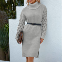 Stylish Knitted Dress with Lace | Comfortable and Elegant-Gray-S-State of Style