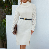 Stylish Knitted Dress with Lace | Comfortable and Elegant-White-S-State of Style