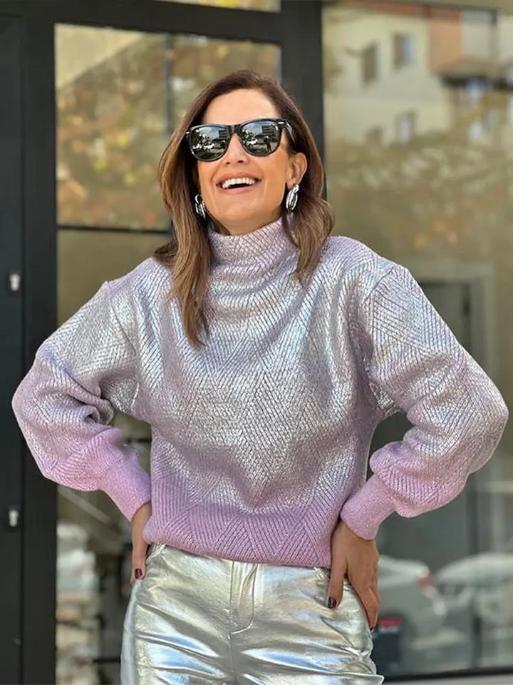 Stylish Knitted Ladies’ Sweater with Ombre - Camille-Purple-S-State of Style