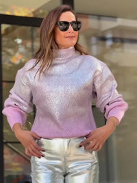 Stylish Knitted Ladies’ Sweater with Ombre - Camille-Purple-S-State of Style