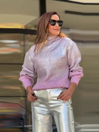 Stylish Knitted Ladies’ Sweater with Ombre - Camille-Purple-S-State of Style