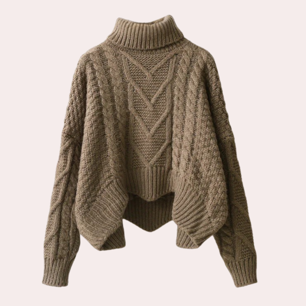 Stylish Knitted Turtleneck for Women - Lina-Khaki-State of Style