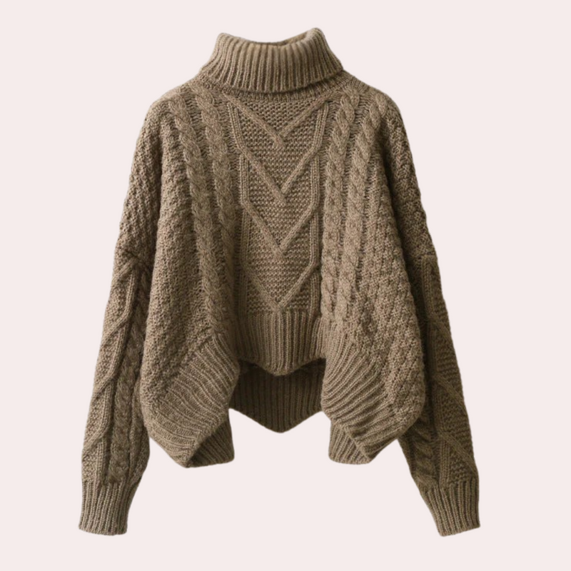 Stylish Knitted Turtleneck for Women - Lina-Khaki-State of Style