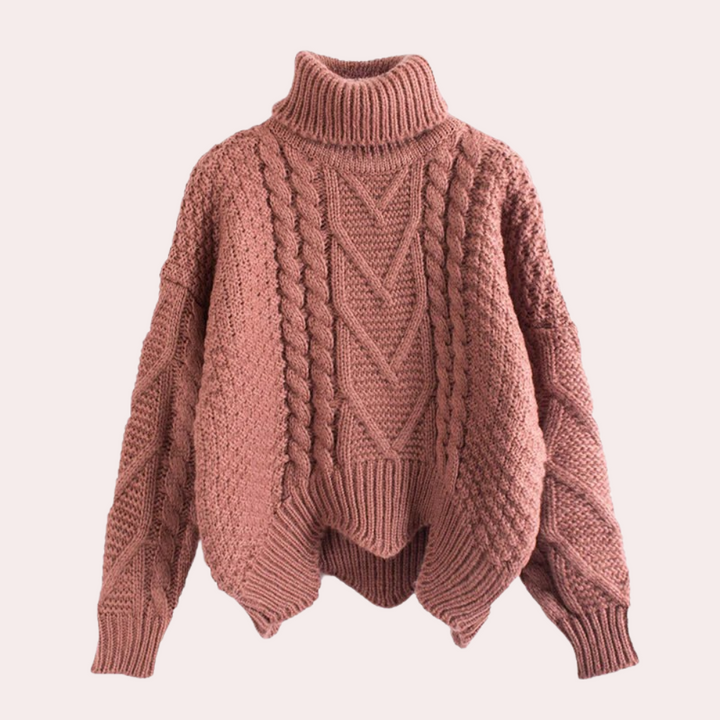 Stylish Knitted Turtleneck for Women - Lina-Red-State of Style