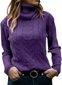 Stylish Knitted Women's Turtleneck - Denise-Purple-S-State of Style