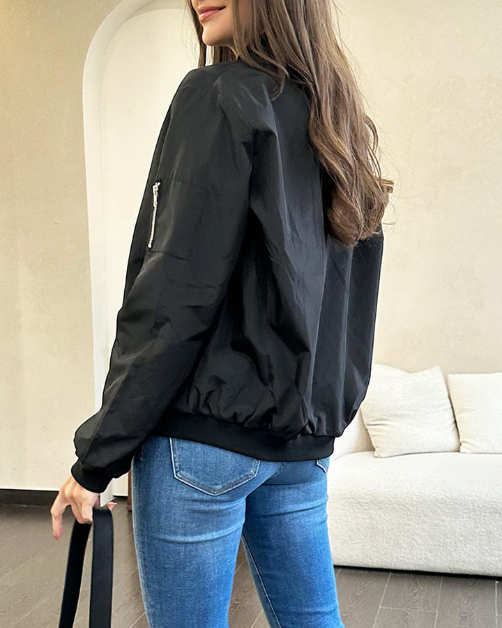 Stylish Ladies Bomber Jacket - Rhea-Black-S-State of Style