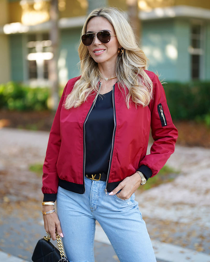 Stylish Ladies Bomber Jacket - Rhea-Bordeaux red-S-State of Style