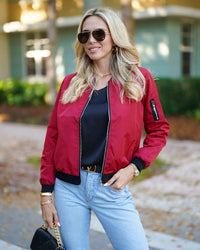 Stylish Ladies Bomber Jacket - Rhea-Bordeaux red-S-State of Style