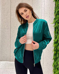 Stylish Ladies Bomber Jacket - Rhea-Green-S-State of Style