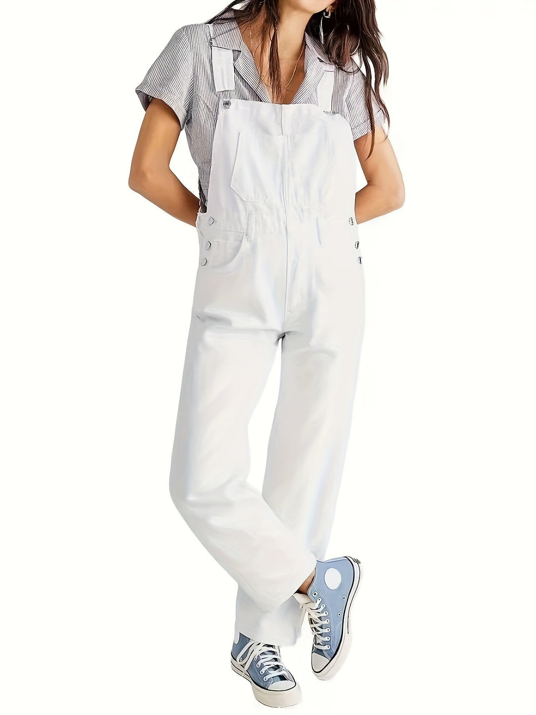 Stylish ladies' denim jumpsuit for everyday wear - CityEase-White-XS-State of Style