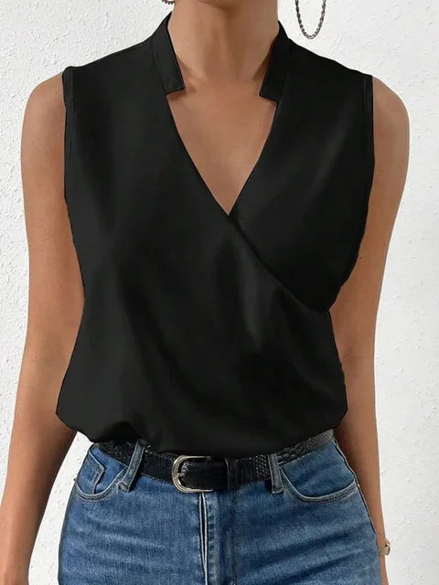 Stylish ladies' summer blouse with a flowing fit – Rania-Black-S-State of Style