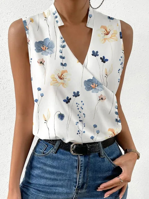 Stylish ladies' summer blouse with a flowing fit – Rania-Blue-S-State of Style