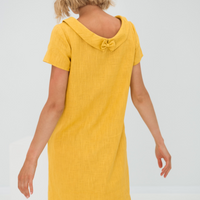 Stylish ladies' summer dress made from a linen-cotton blend - LinaLuft-Yellow-XS-State of Style
