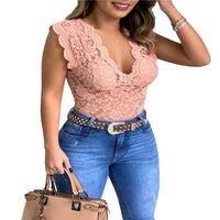 Stylish ladies' summer top made of lace with floral pattern - SpitzenLicht-Pink-S-State of Style
