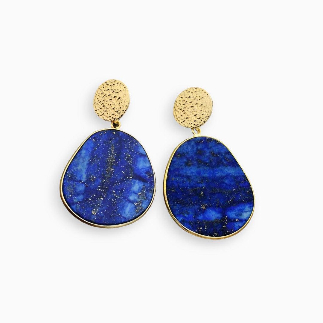 Stylish Lapis and Tiger Eye Earrings - Althea-Lapis Lazuli-State of Style