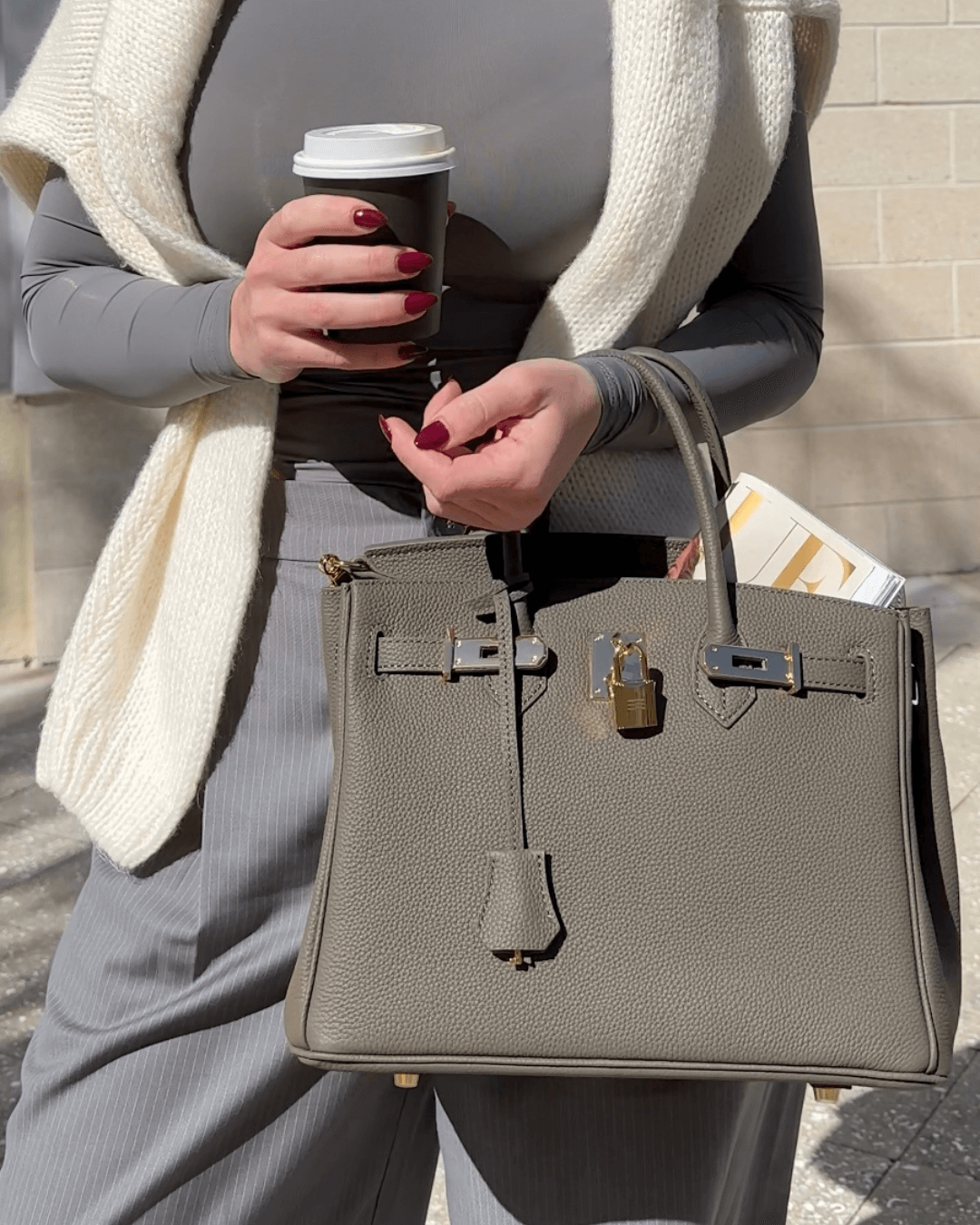 Stylish Leather Handbag - Liana-Grey-M-State of Style