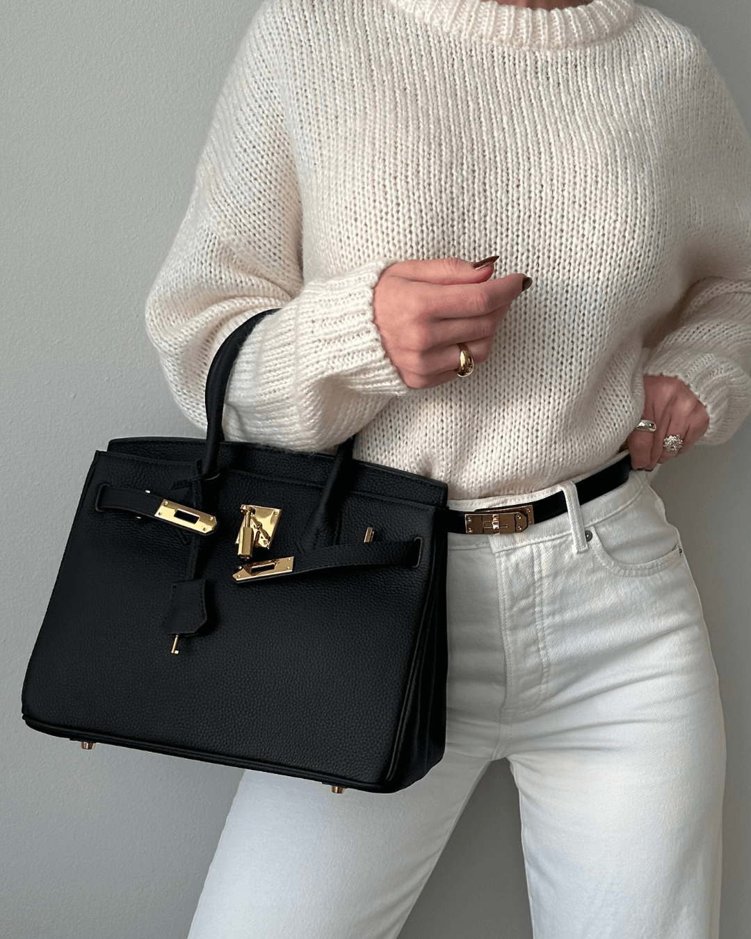 Stylish Leather Handbag - Liana-Grey-M-State of Style