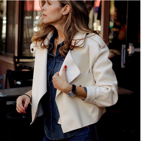 Stylish Leather Jacket for Women | Comfortable & Trendy-Beige-S-State of Style