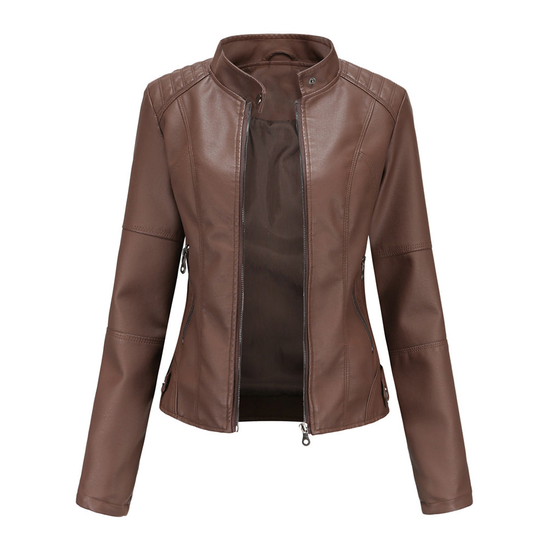 Stylish Leather Ladies' Jacket - Romy-Dark brown-XS-State of Style