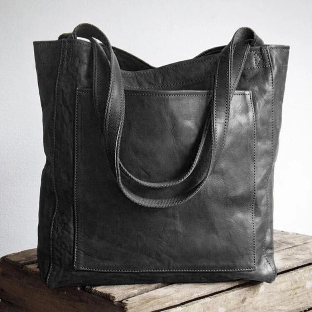 Stylish Leather Ladies Shoulder Bag - Elisa-Black-State of Style