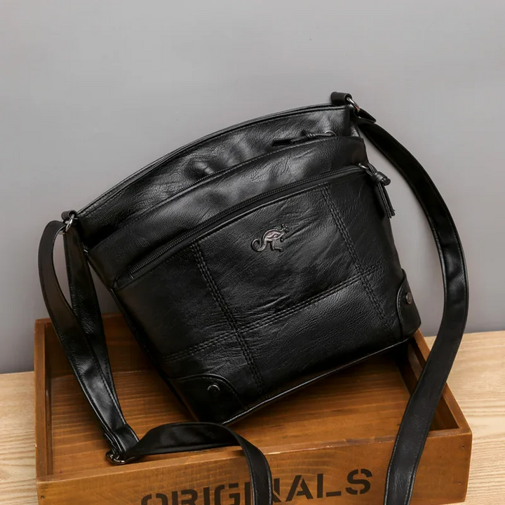 Stylish Leather Ladies Shoulder Bag - Sabrina-Black-State of Style