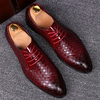 Stylish Leather Men's Lace-up Shoes - Casper-Bordeaux red-5.5-State of Style