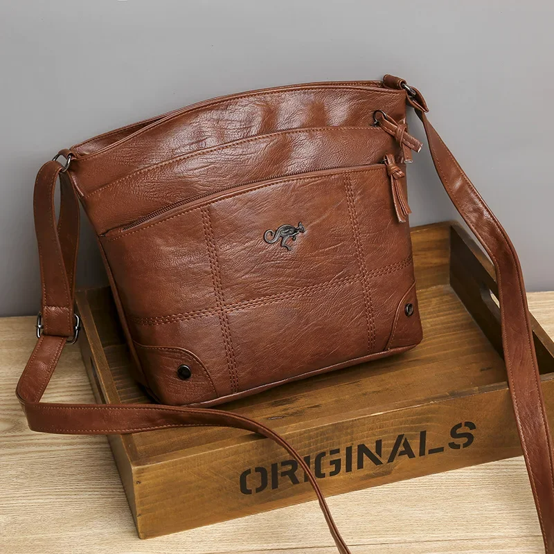 Stylish Leather Women's Shoulder Bag - Sabrina-Brown-State of Style