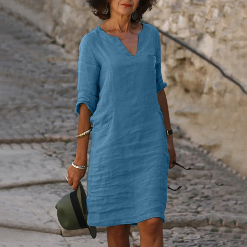 Stylish Light Summer Dress – Isalie-Blue-S-State of Style