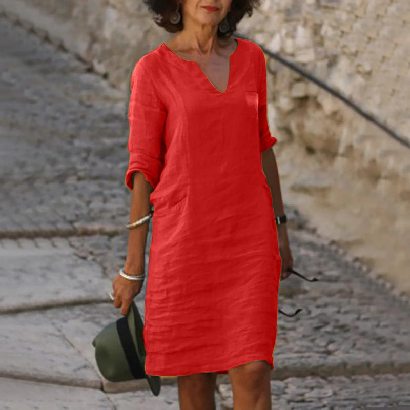 Stylish Light Summer Dress – Isalie-Red-S-State of Style