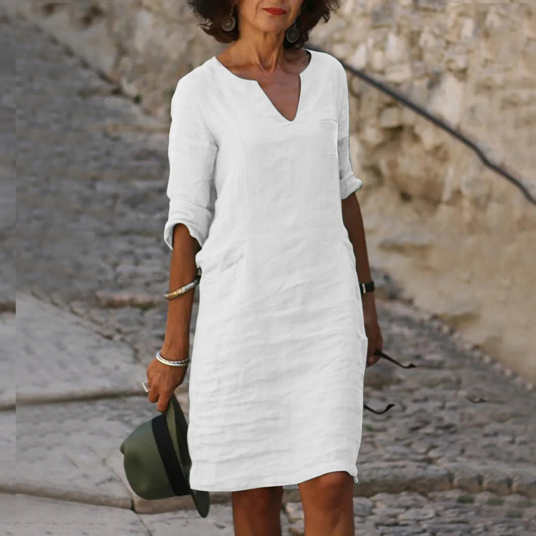Stylish Light Summer Dress – Isalie-White-S-State of Style