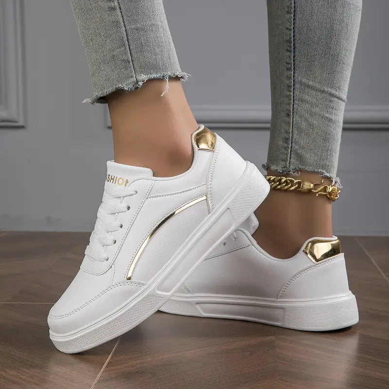 Stylish Lightweight Women's Sneakers - Elena-Gold-4-State of Style