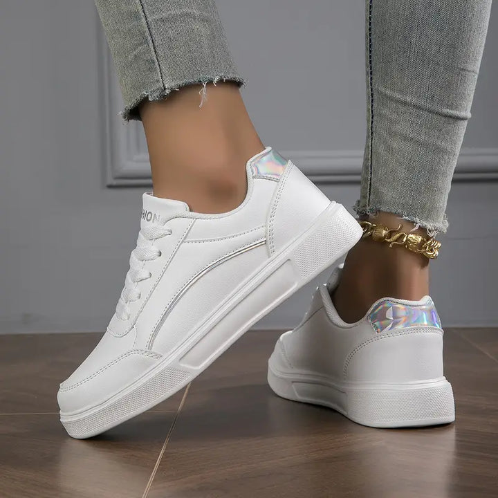Stylish Lightweight Women's Sneakers - Elena-Silver-4-State of Style
