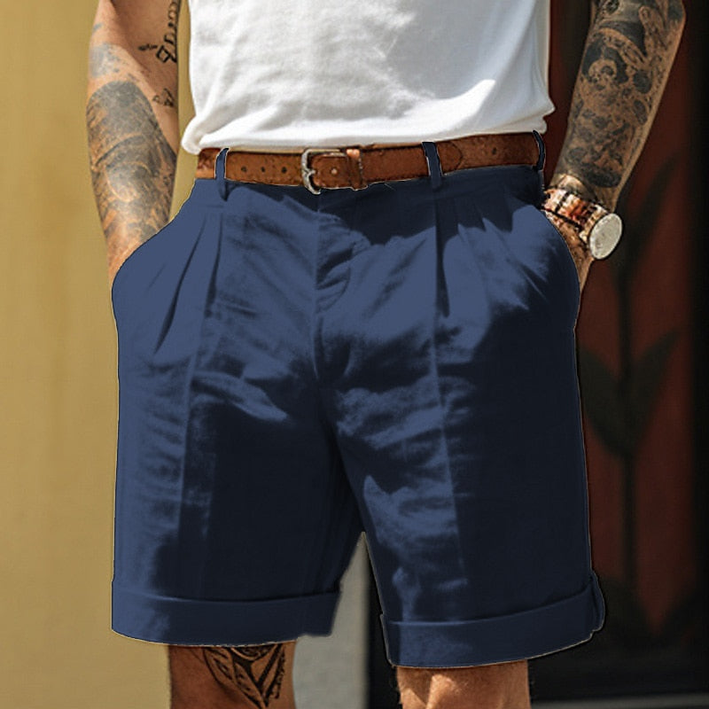 Stylish Linen-Cotton Men's Shorts – Milan-Blue-S-State of Style