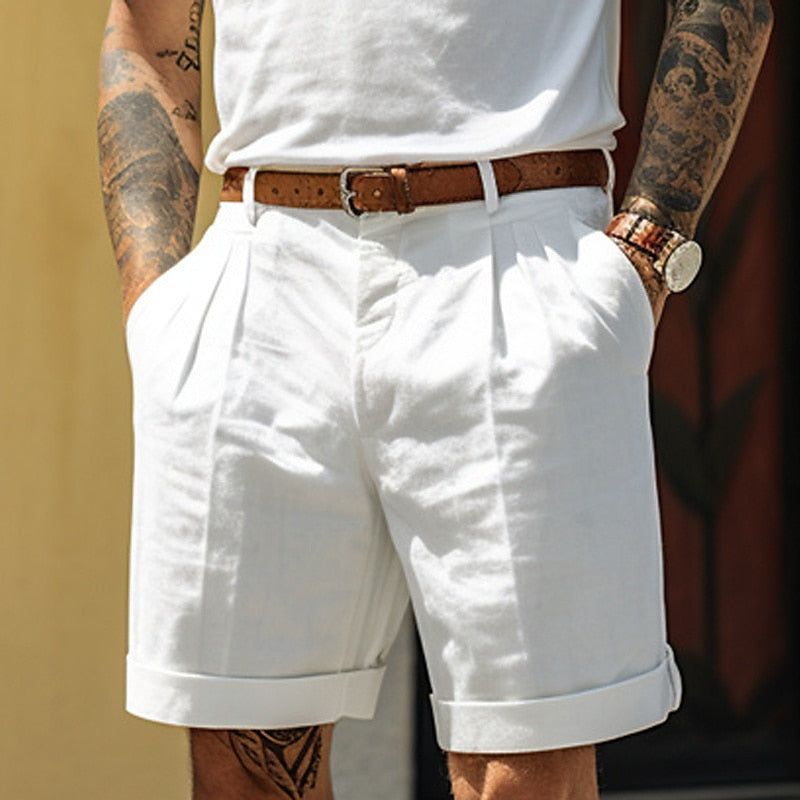Stylish Linen-Cotton Men's Shorts – Milan-White-S-State of Style