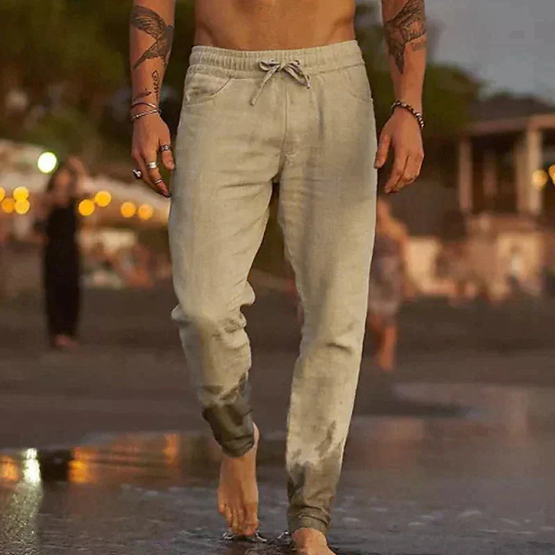 Stylish Linen Men's Pants - Theo-Khaki-S-State of Style