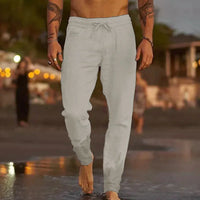 Stylish Linen Men's Pants - Theo-Light Grey-S-State of Style