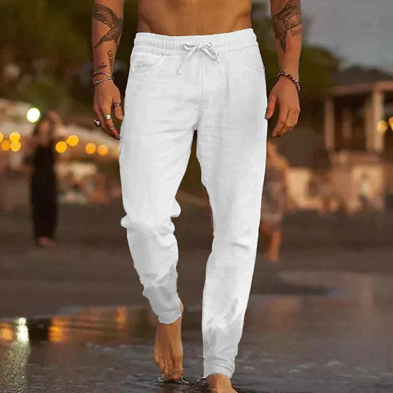 Stylish Linen Men's Pants - Theo-White-S-State of Style