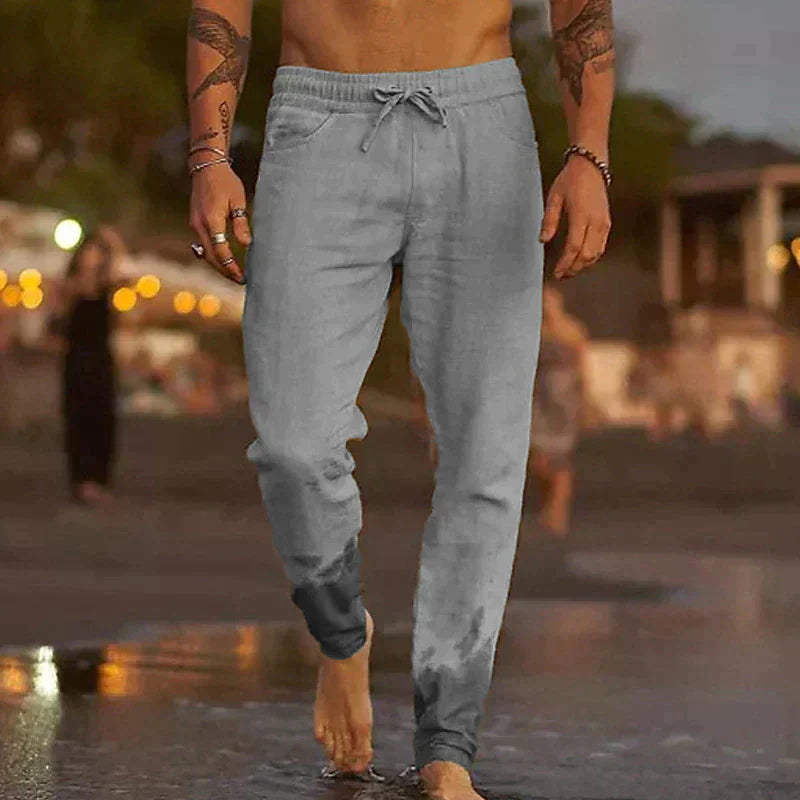 Stylish Linen Men's Trousers - Theo-Grey-S-State of Style