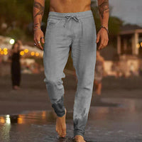 Stylish Linen Men's Trousers - Theo-Grey-S-State of Style