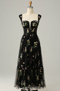 Stylish Long A-Line Ball Gown with Embroidery - Anna-Black-S-State of Style