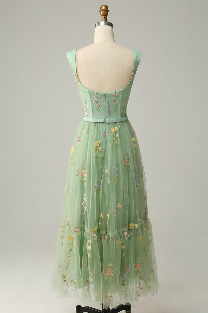 Stylish Long A-Line Ball Gown with Embroidery - Anna-Green-S-State of Style