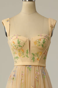 Stylish Long A-Line Ball Gown with Embroidery - Anna-Green-S-State of Style